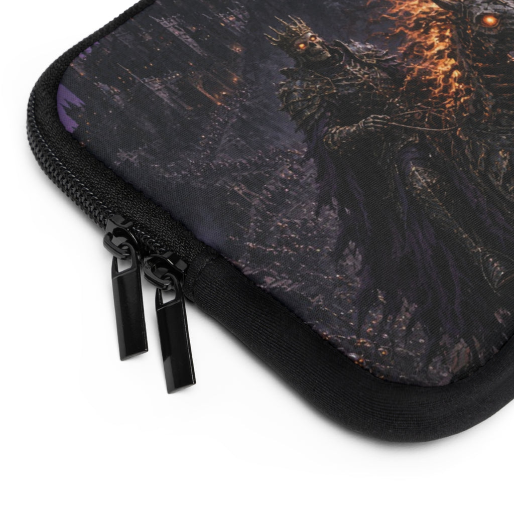 Bruised Purple Sky Laptop Sleeve, Gothic Ruined Castle Computer Case, Dark Fantasy Grim Rider Tech Armor Protector