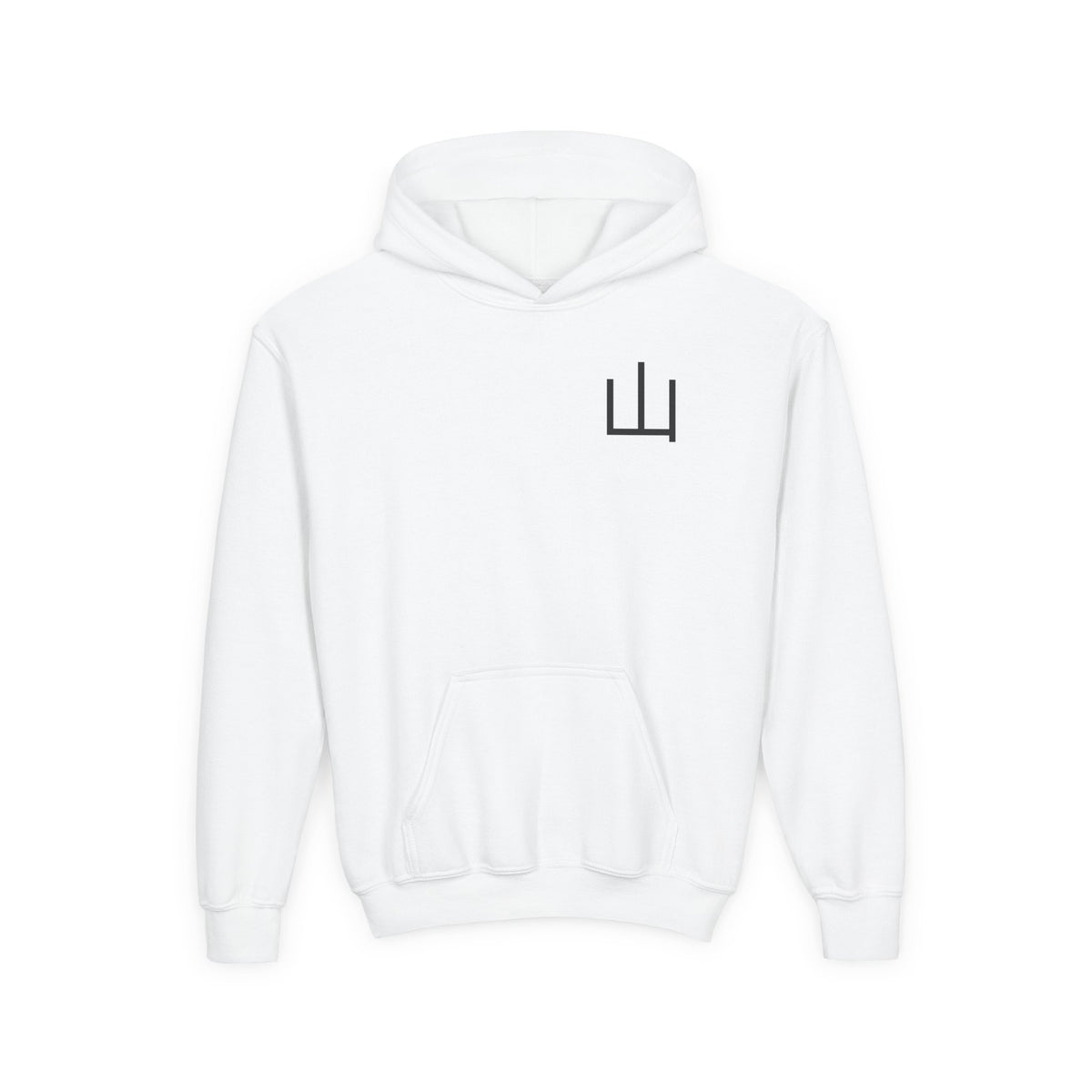 Deep Forest Warrior Hoodie, Mountain Kanji Anime Kids Pullover, Front Minimal Chest Text Back Print Elemental Graphic Youth Sweatshirt