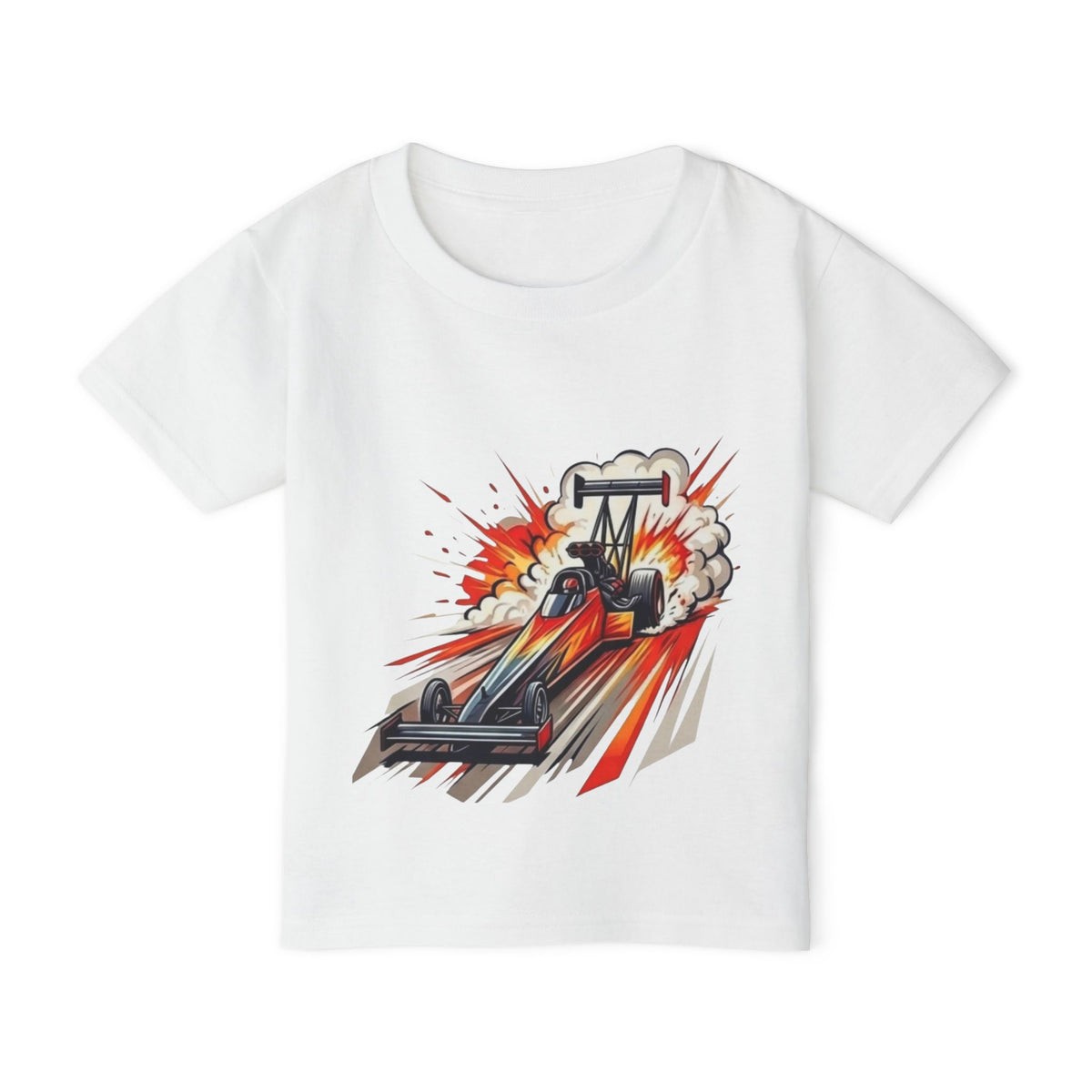 Dragster Race Car Toddler T-shirt | Dino Dragster Burnout Graphic