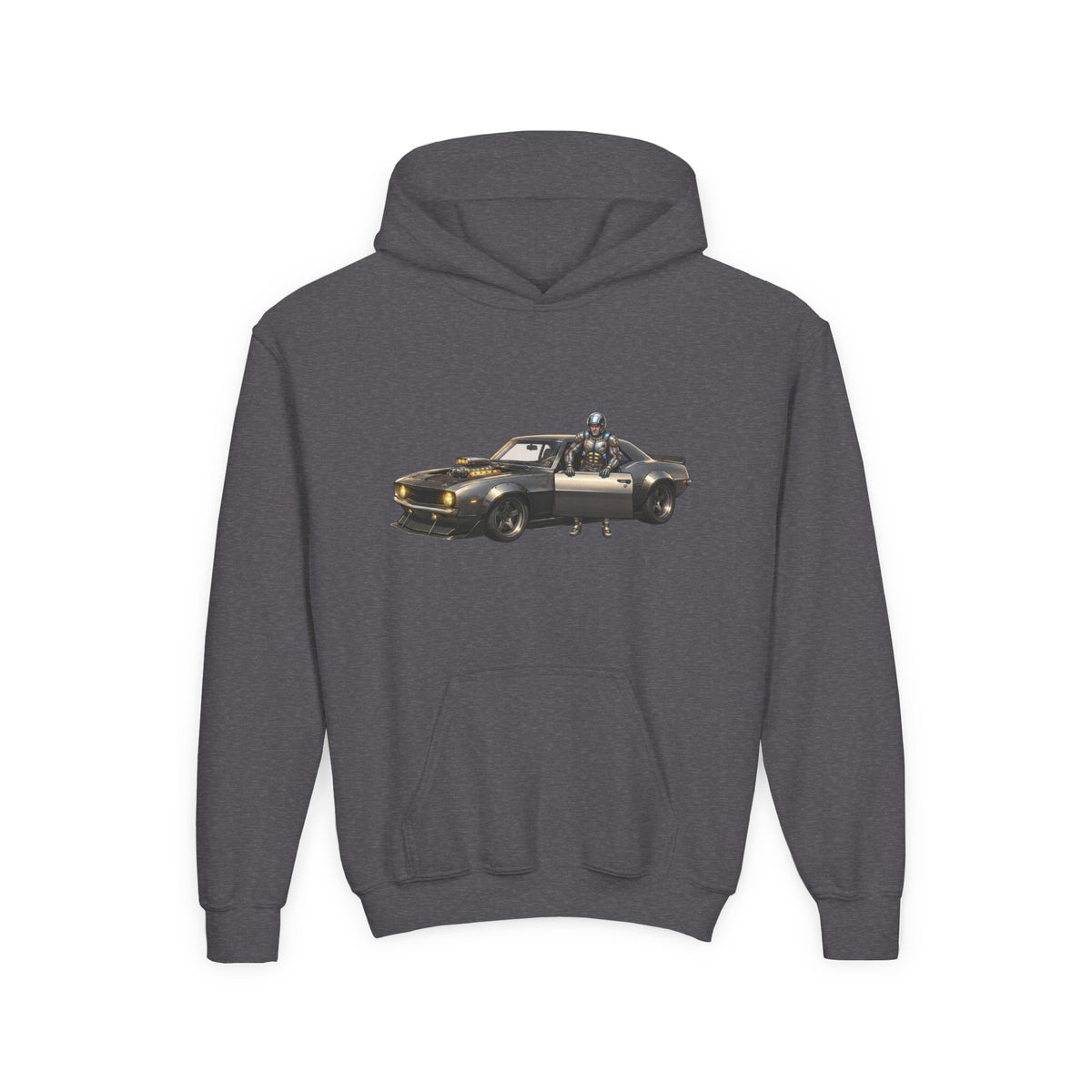 Kids Titan Hoodie, Iron Stone Muscle Car Kids Sweatshirt, Youth Challenger Driver Retro Anime Graphic Pullover