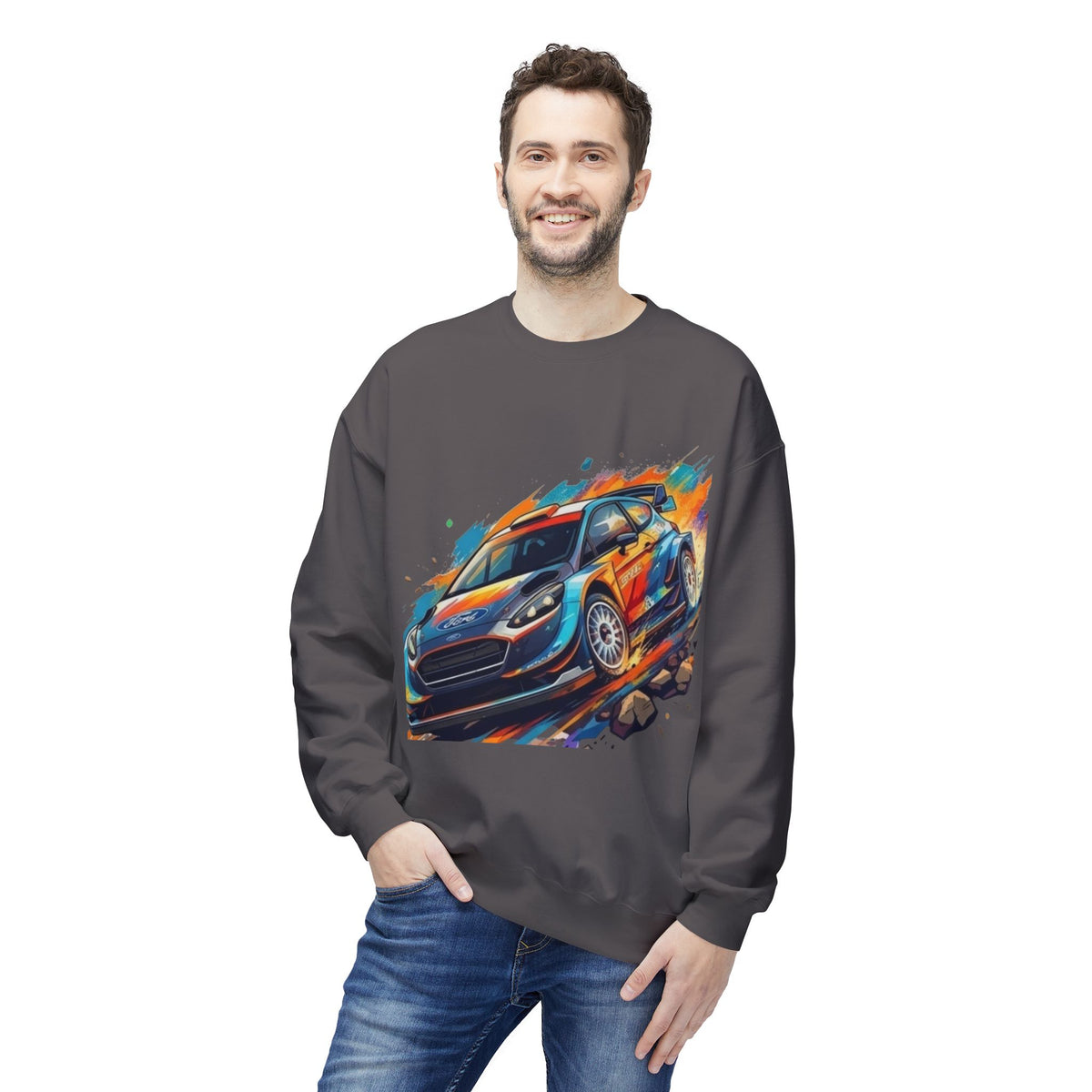 Rally Car Illustration Sweatshirt | Racing Graphic Crewneck
