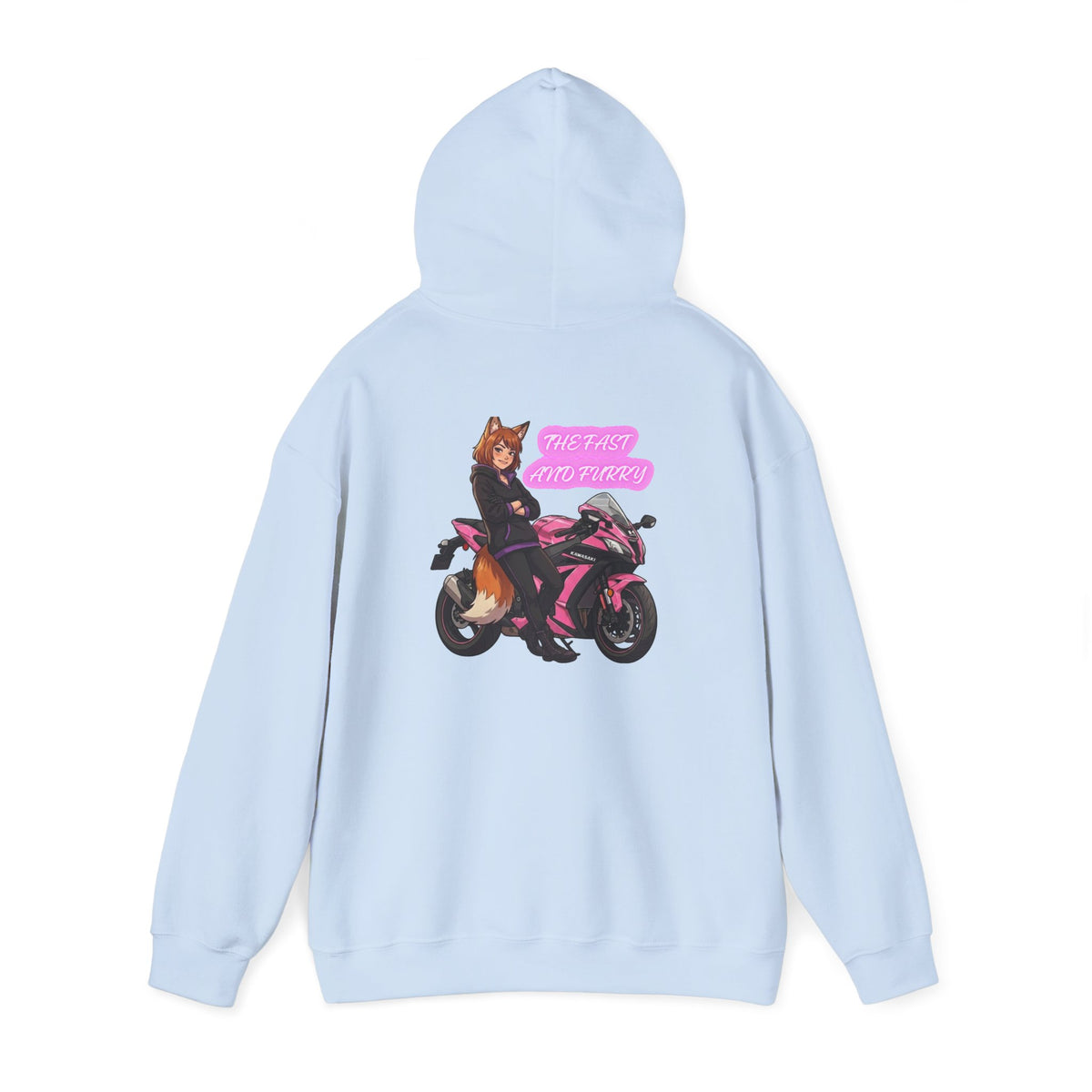Girl Biker on Pink Sportbike Hoodie | Retro Anime Motorcycle Design