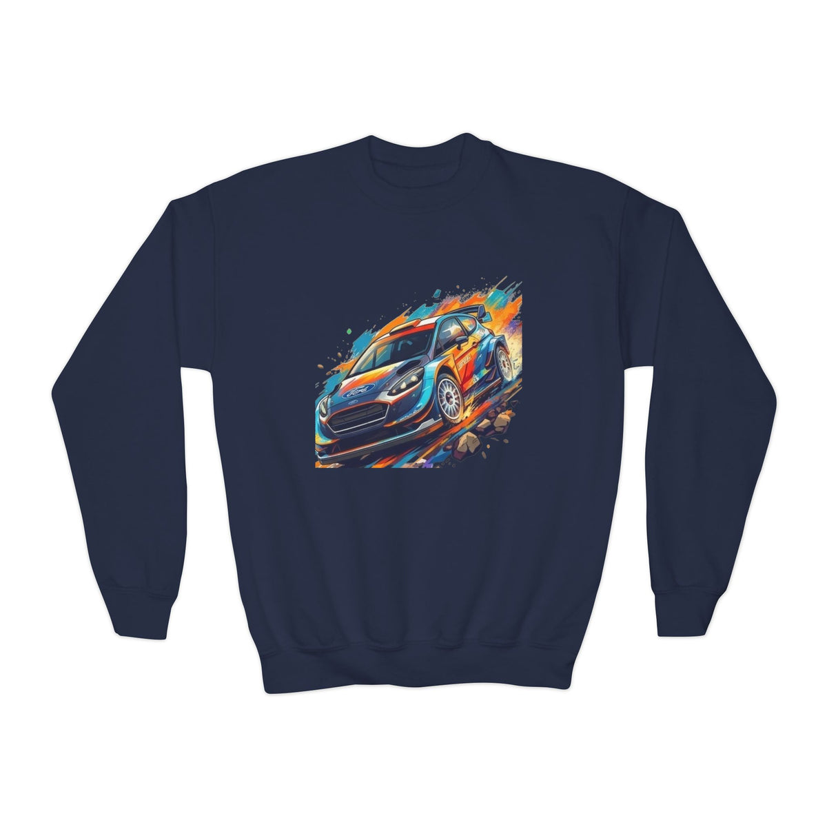 Colorful Racing Car Youth Crewneck Sweatshirt | Speed Graphic