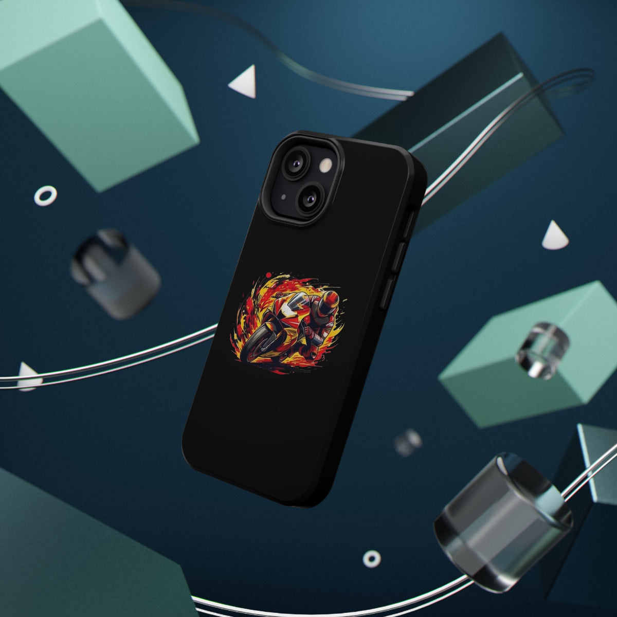 Flaming Motorcycle Rider phone case | Impact-Resistant Case