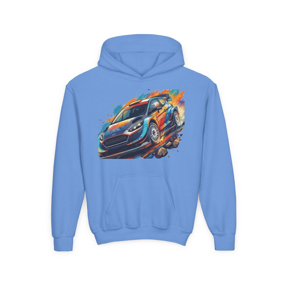 Rally Race Car Youth Hoodie | Jumping Rally Car Graphic, Motorsports Sweatshirt