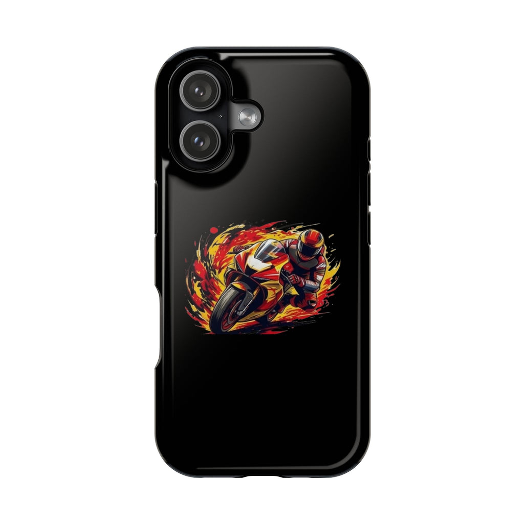 Flaming Motorcycle Rider phone case | Impact-Resistant Case