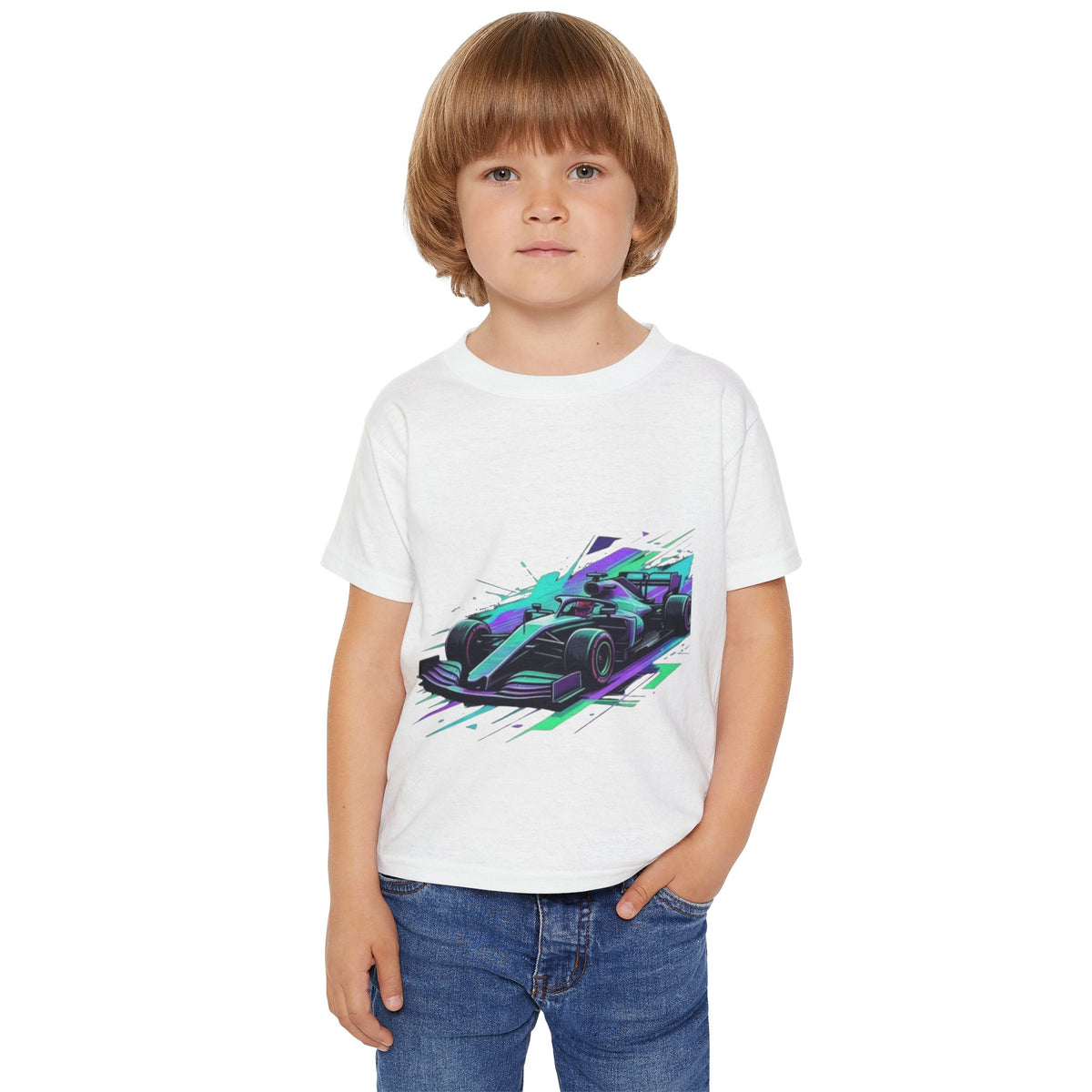 Neon Race Car Toddler T-shirt | Speed Formula Racing Graphic