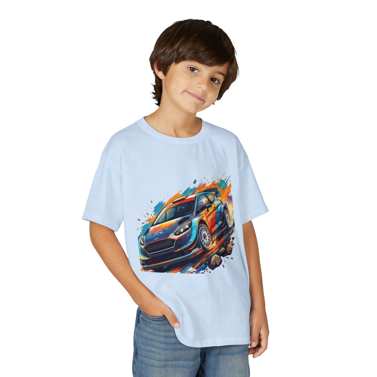 Colorful Rally Race Car Youth T-Shirt | Rally Car Graphic Tee