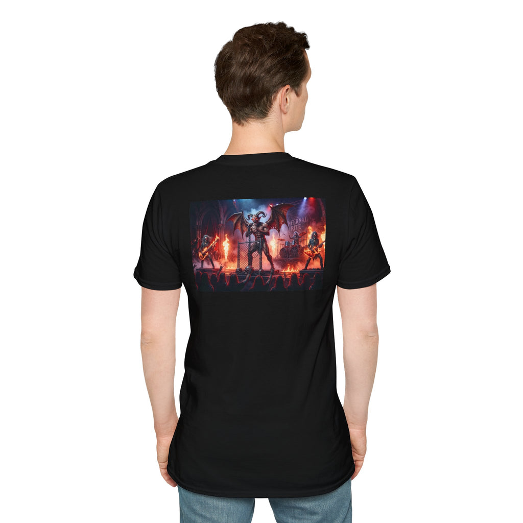 White Sigil Emblem T-Shirt, Infernal Rite Heavy Metal Concert Back Print Tee, Double Sided Gothic Demon Rock Merch