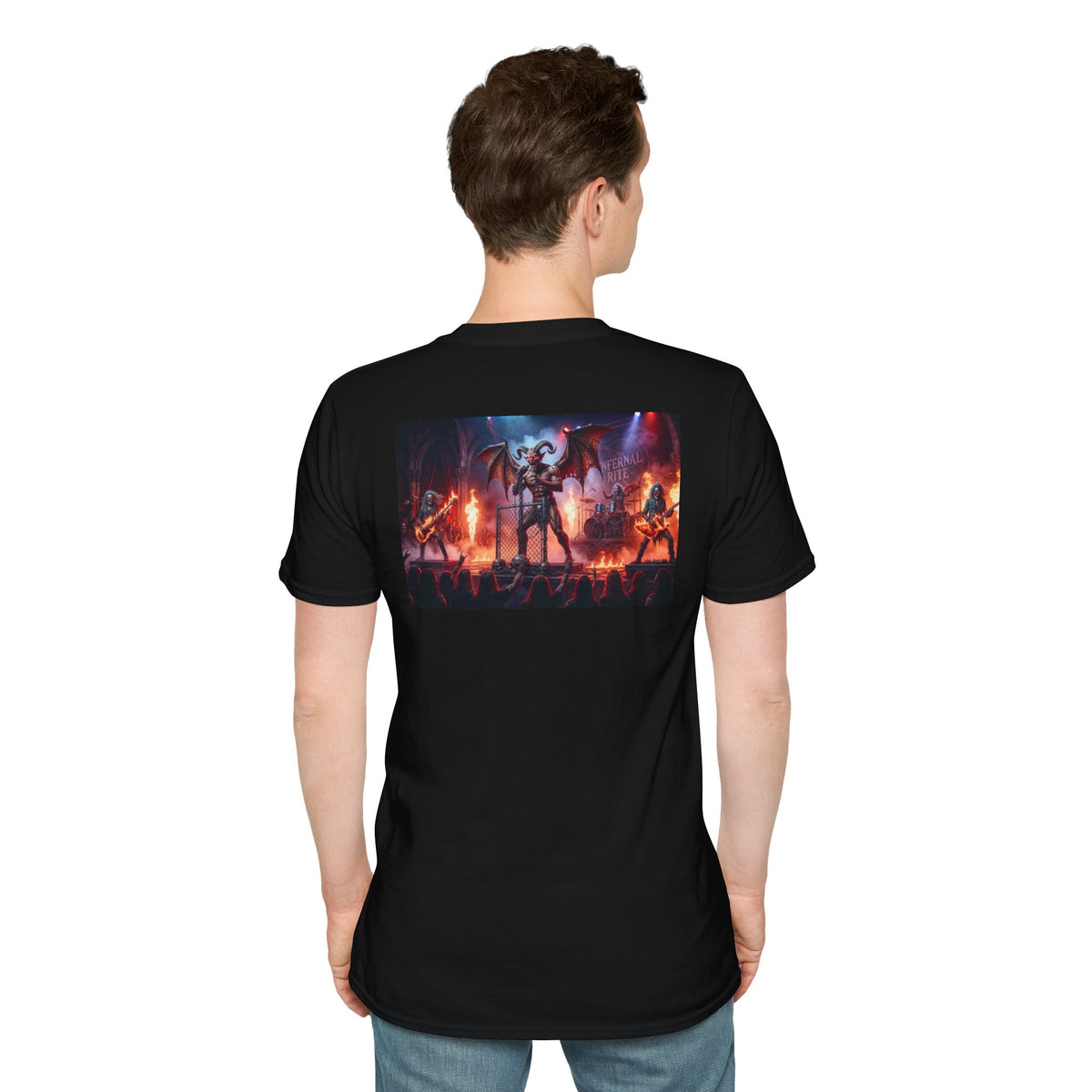 White Sigil Emblem T-Shirt, Infernal Rite Heavy Metal Concert Back Print Tee, Double Sided Gothic Demon Rock Merch