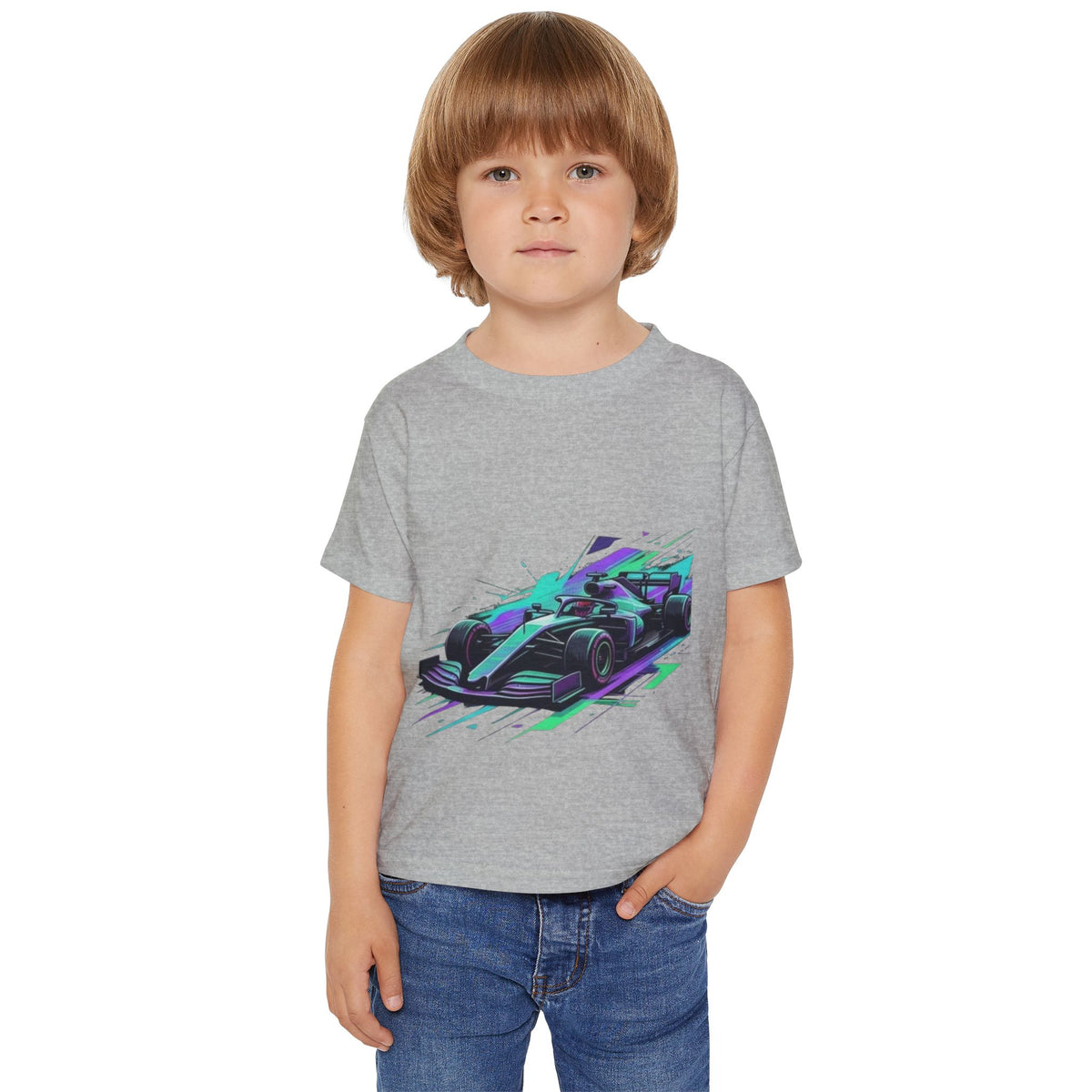 Neon Race Car Toddler T-shirt | Speed Formula Racing Graphic