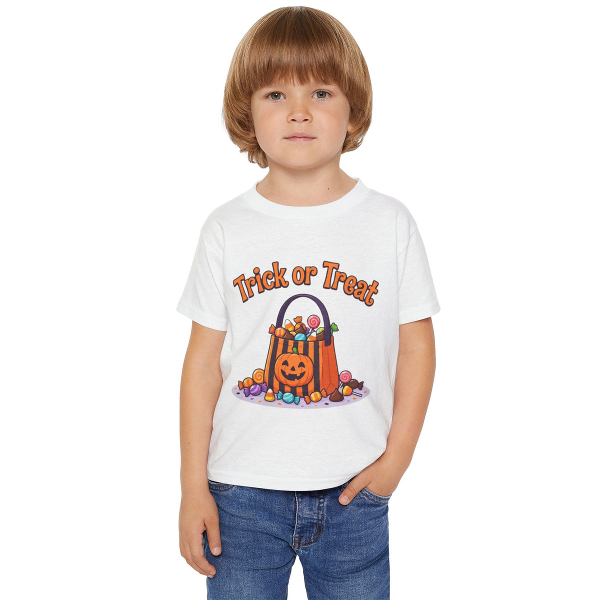 Candy Bucket Halloween Toddler Tee | Retro Trick-or-Treat Kids Shirt