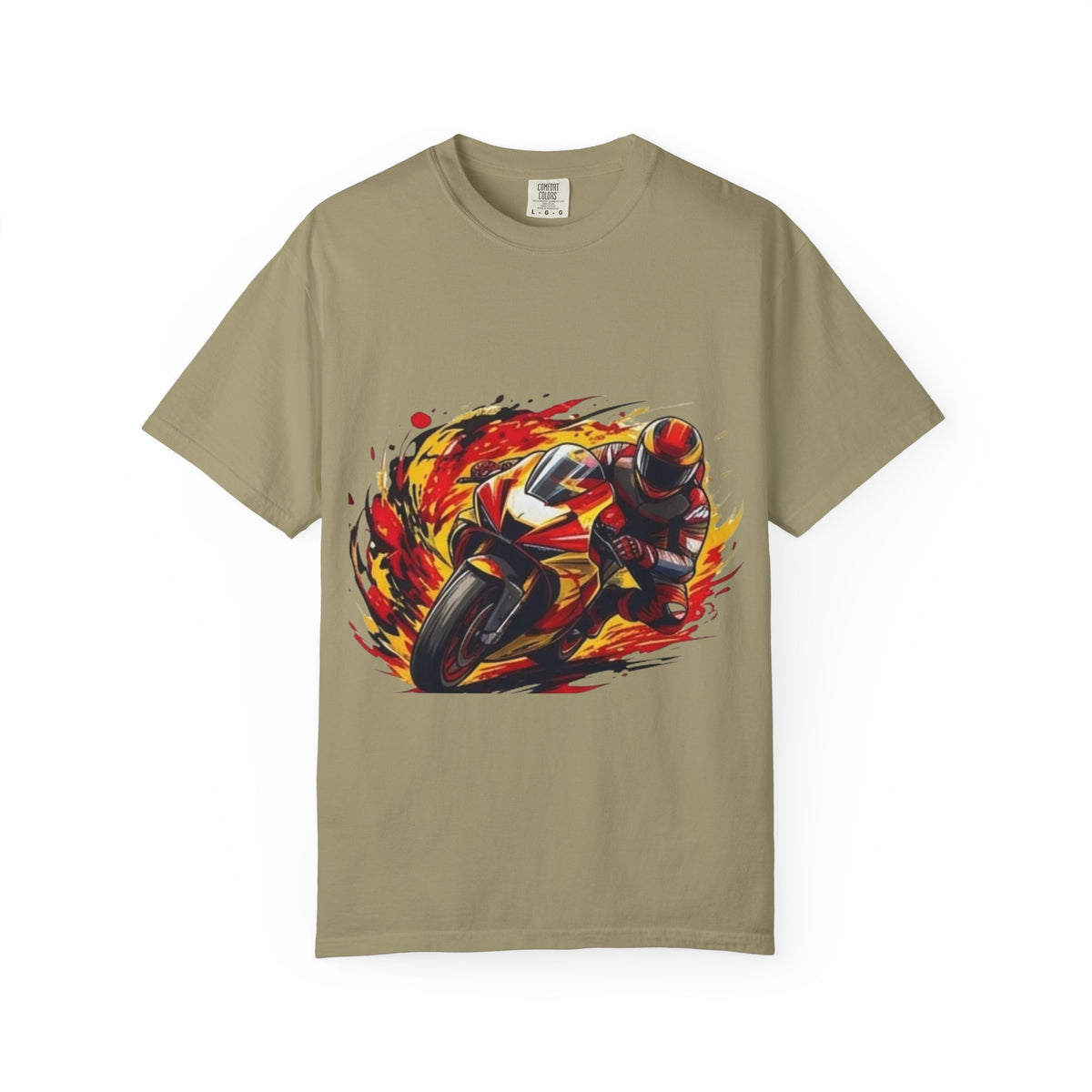 Flaming Sportbike Rider T-shirt | Motorcycle Racing Tee