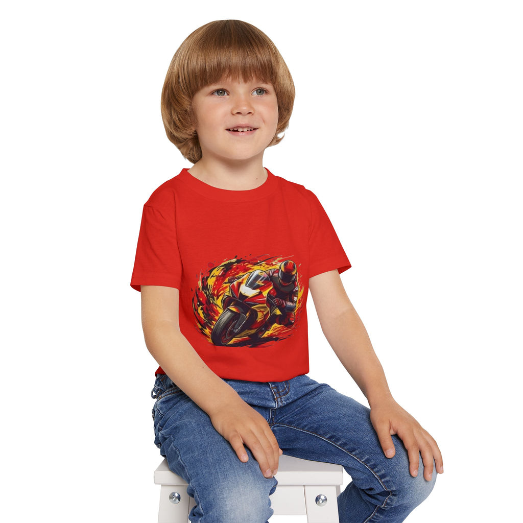 Flaming Sportbike Racing Graphic Toddler T-shirt | Motorcycle Kids Tee