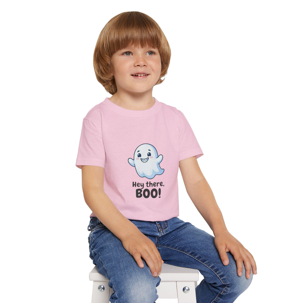 Hey There Boo Toddler Tee | Kawaii Ghost Halloween Kids Shirt