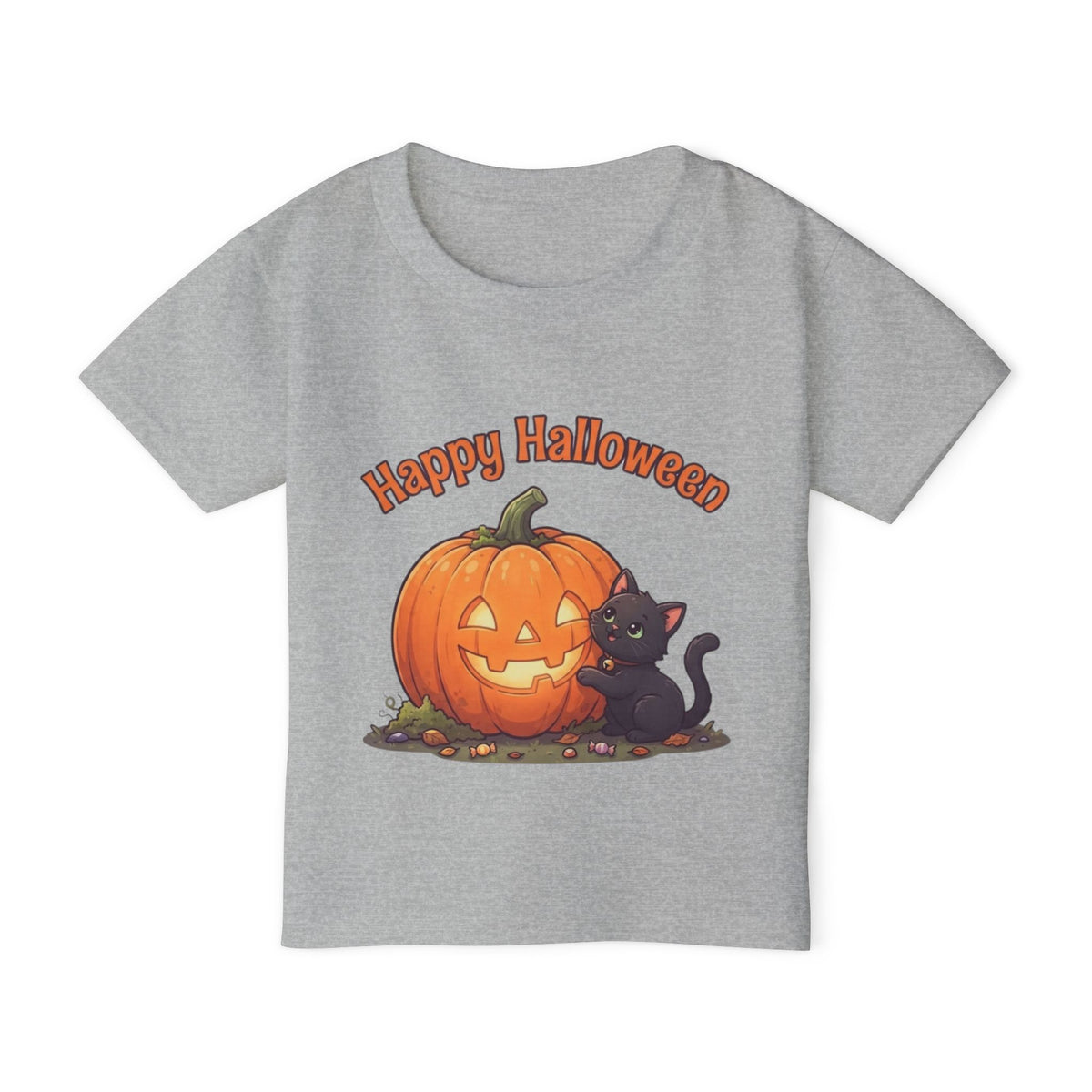 Purring Black Cat Halloween Toddler Tee | Retro Jack-O-Lantern Kids Shirt