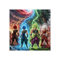 Square Panoramic Poster, Four Elemental Brothers Anime Art Print, Multi Character Canvas Style Giclee Wall Decor