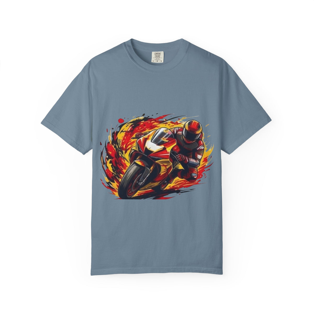 Flaming Sportbike Rider T-shirt | Motorcycle Racing Tee