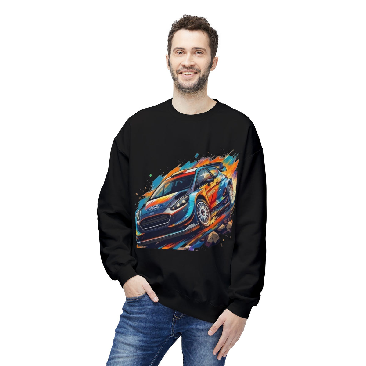 Rally Car Illustration Sweatshirt | Racing Graphic Crewneck