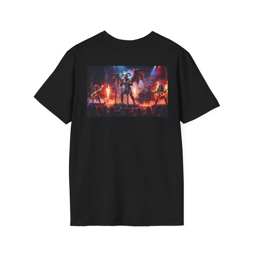 White Sigil Emblem T-Shirt, Infernal Rite Heavy Metal Concert Back Print Tee, Double Sided Gothic Demon Rock Merch