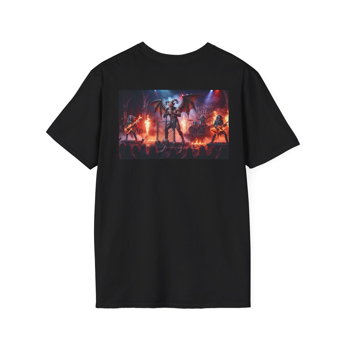 White Sigil Emblem T-Shirt, Infernal Rite Heavy Metal Concert Back Print Tee, Double Sided Gothic Demon Rock Merch