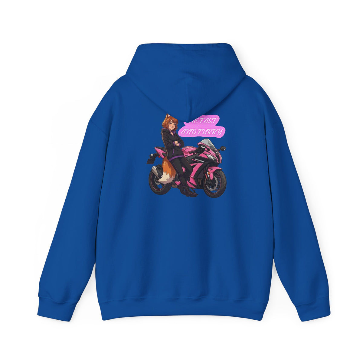 Girl Biker on Pink Sportbike Hoodie | Retro Anime Motorcycle Design