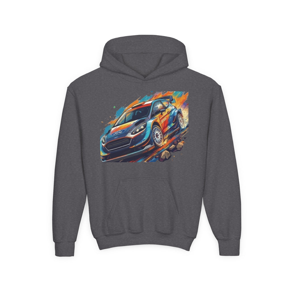 Rally Race Car Youth Hoodie | Jumping Rally Car Graphic, Motorsports Sweatshirt
