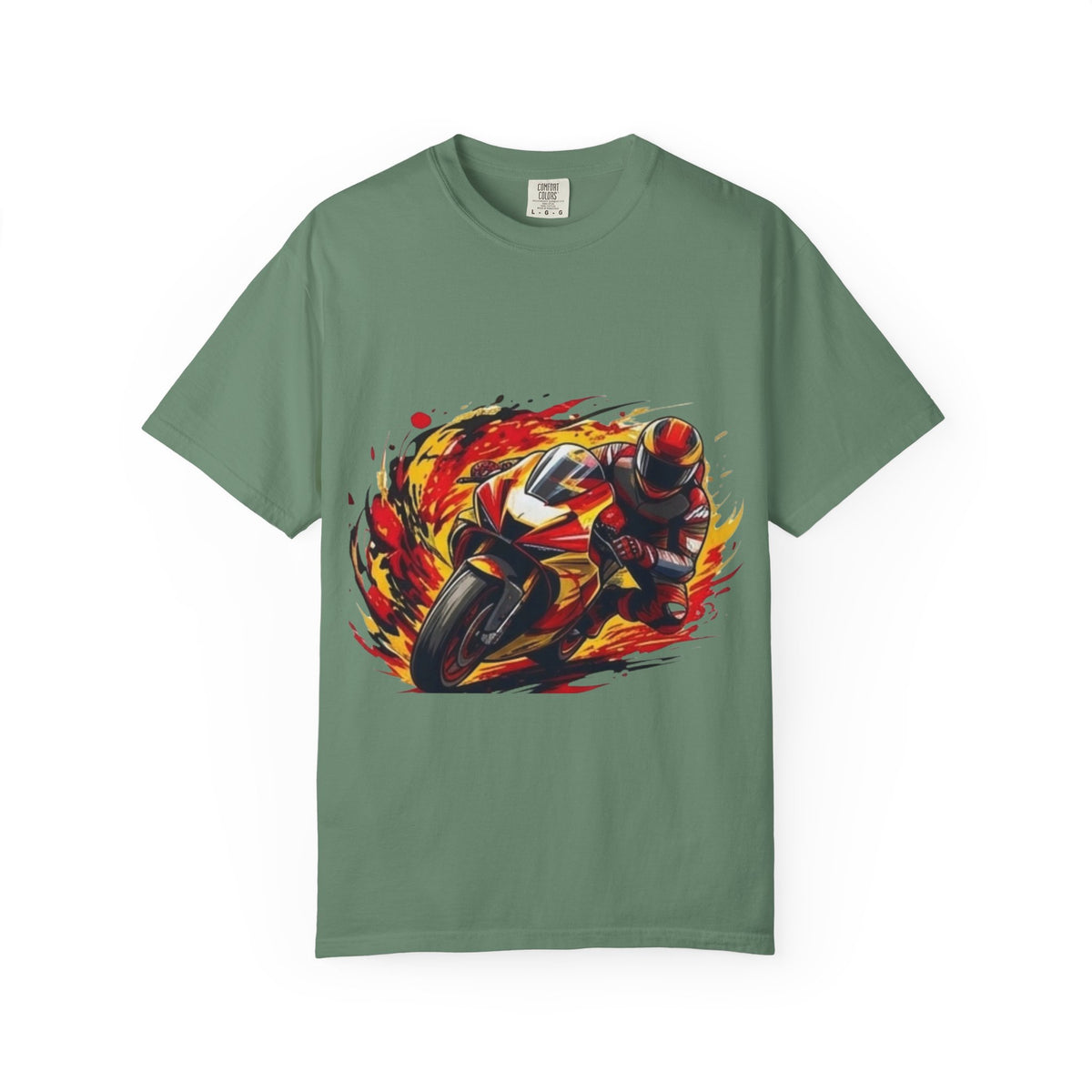 Flaming Sportbike Rider T-shirt | Motorcycle Racing Tee
