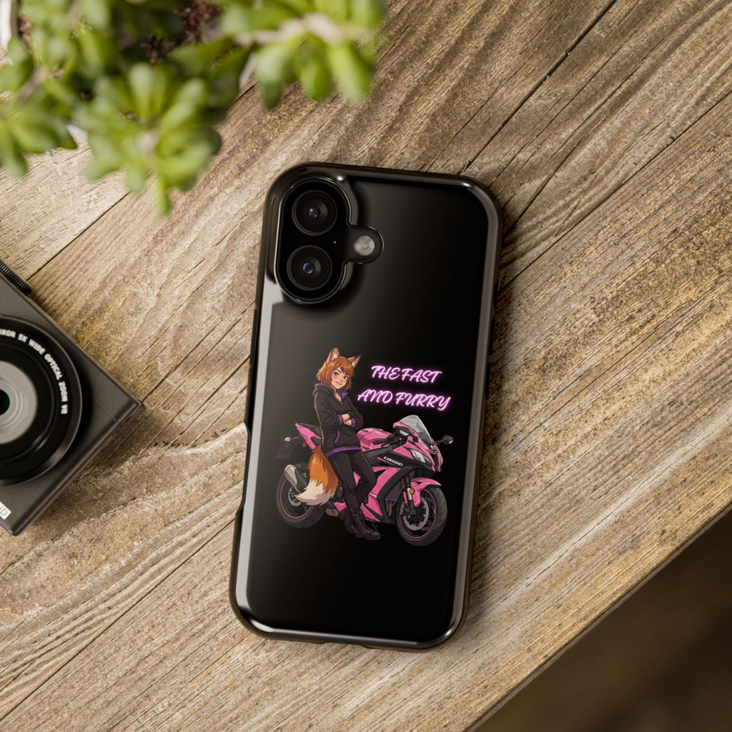 Fox Rider on Pink Sportbike Phone Case | Impact-Resistant Case