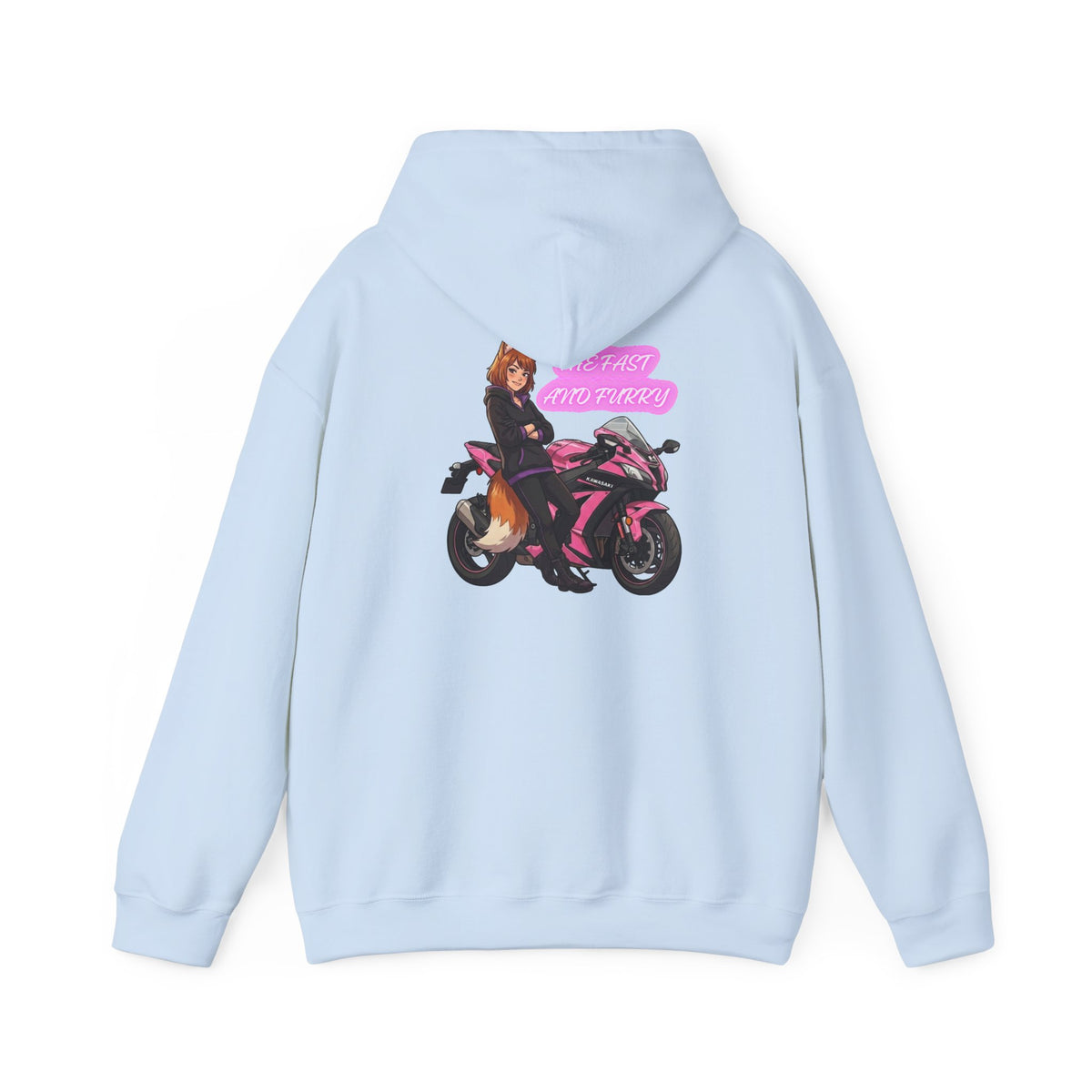 Girl Biker on Pink Sportbike Hoodie | Retro Anime Motorcycle Design