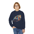 Colorful Racing Car Youth Crewneck Sweatshirt | Speed Graphic