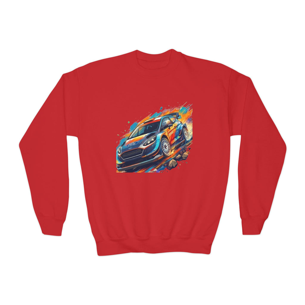 Colorful Racing Car Youth Crewneck Sweatshirt | Speed Graphic
