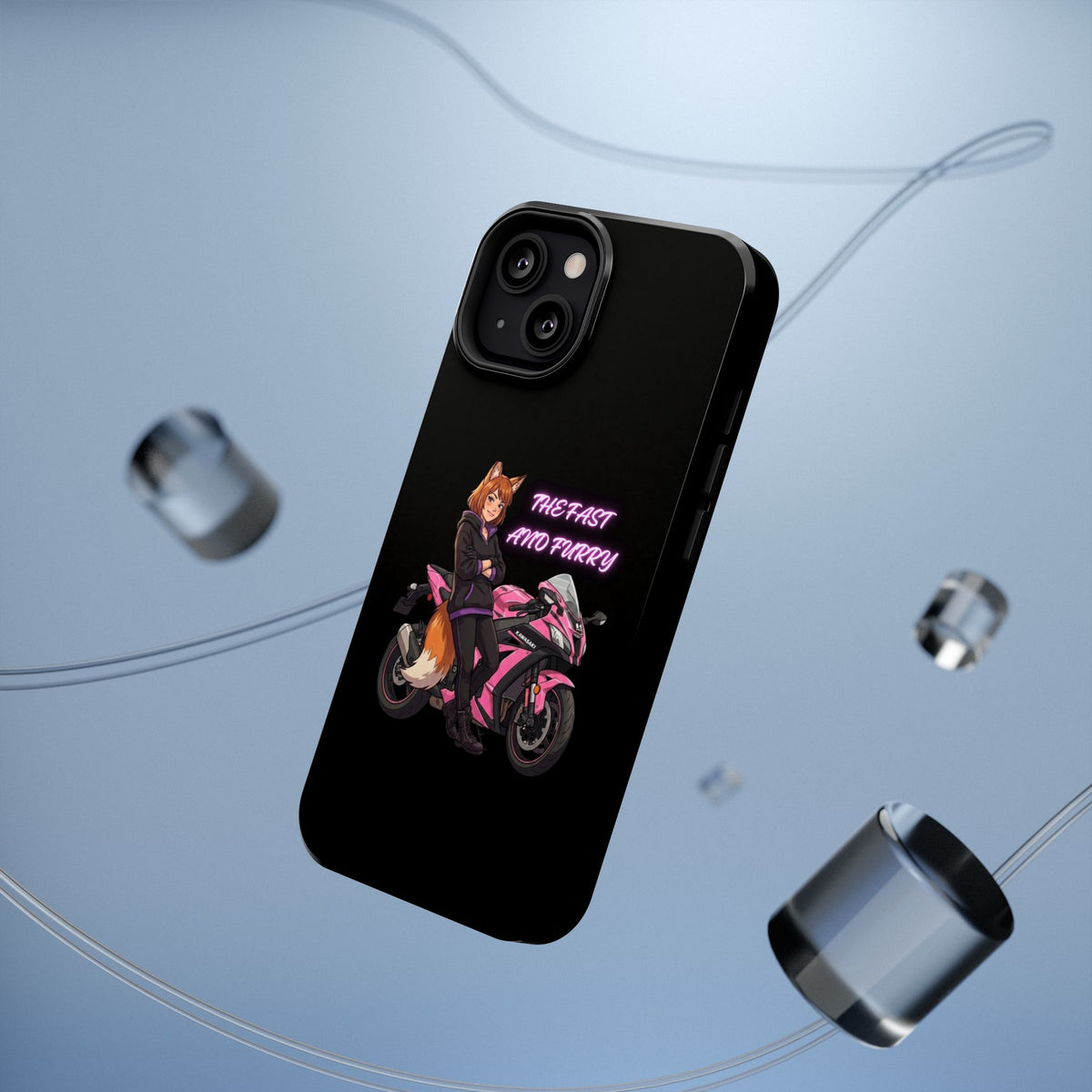 Fox Rider on Pink Sportbike Phone Case | Impact-Resistant Case