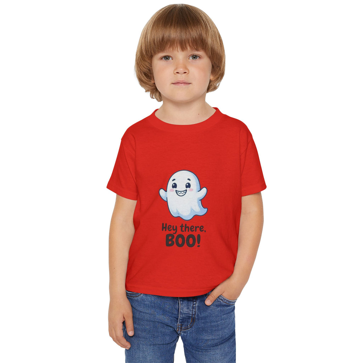 Hey There Boo Toddler Tee | Kawaii Ghost Halloween Kids Shirt