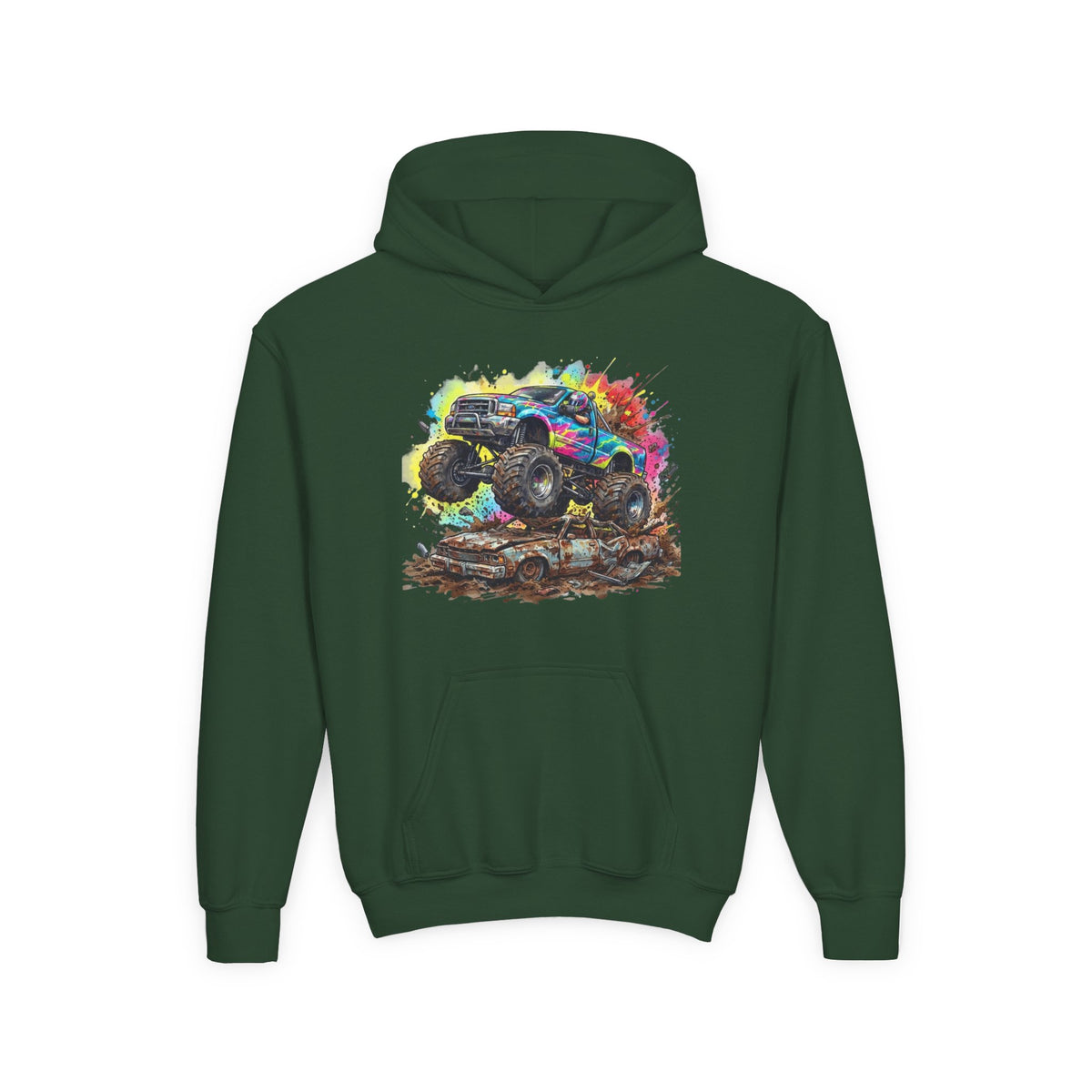 Monster Crush Hoodie, Mega Truck Kids Sweatshirt, Youth Arena Smash Graphic Pullover
