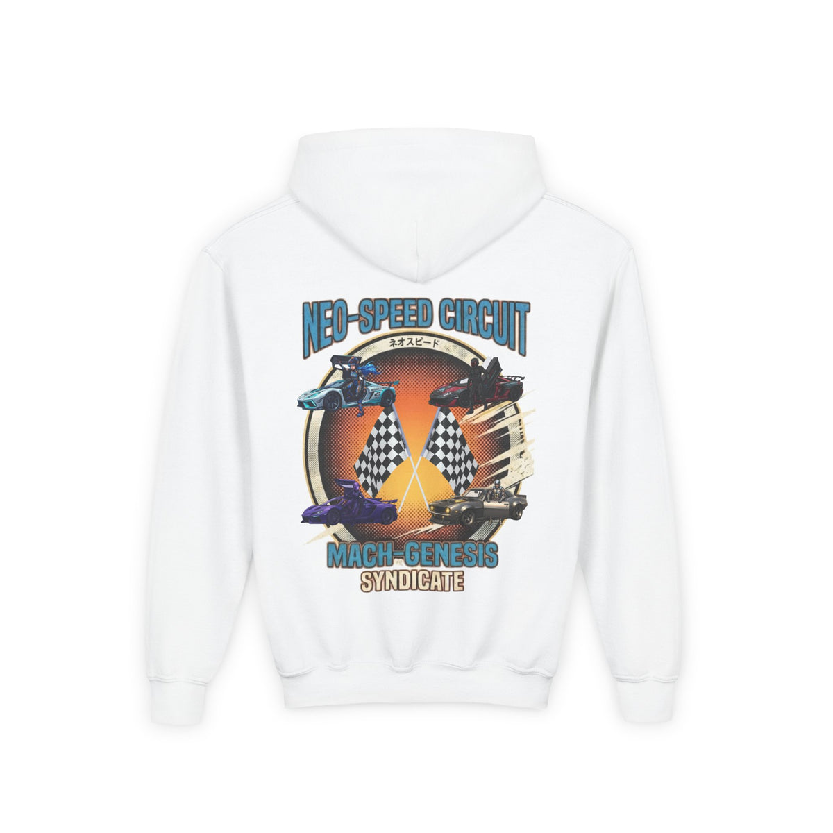 Blue Hair Heroine Hoodie, Mach Genesis Car Sweatshirt, Solo Driver Retro Anime Graphic Unisex Pullover