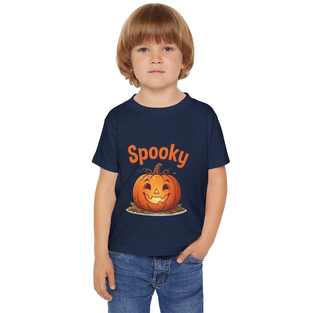 Halloween Pumpkin Toddler Tee | Bubbly Text Kids Spooky Shirt