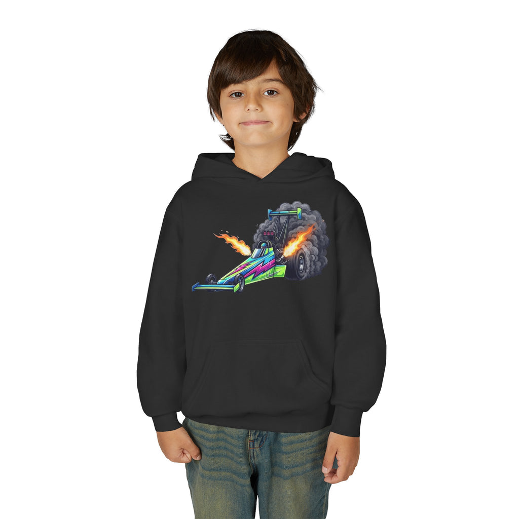 Kids Dragster Hoodie, Nitro Rocket Kids Sweatshirt, Youth Straight Line Racing Graphic Pullover