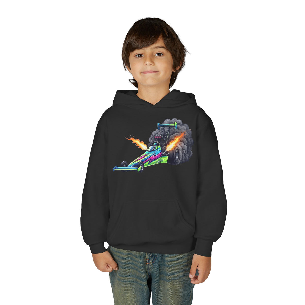 Kids Dragster Hoodie, Nitro Rocket Kids Sweatshirt, Youth Straight Line Racing Graphic Pullover