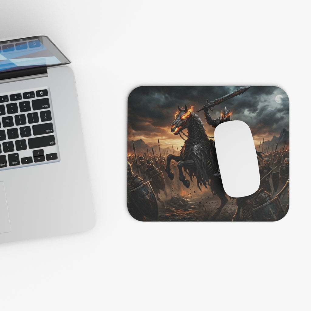 Raised Greatsword Knight Mouse Pad, Charging Armored Underworld King Desk Mat, Dark Fantasy Tactical Gaming Workspace Accessory