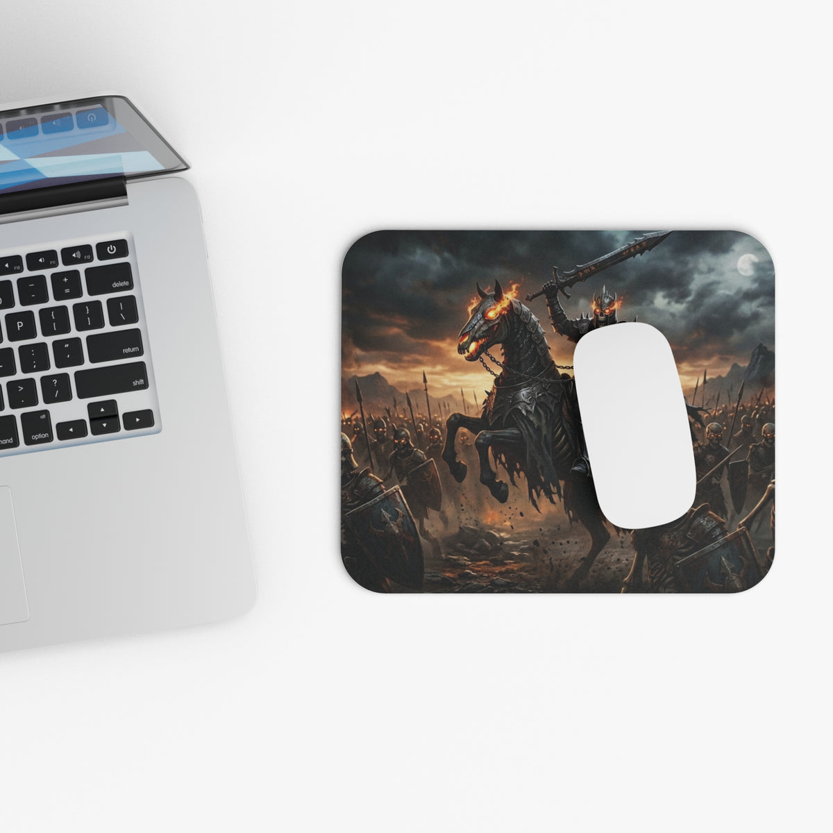 Raised Greatsword Knight Mouse Pad, Charging Armored Underworld King Desk Mat, Dark Fantasy Tactical Gaming Workspace Accessory