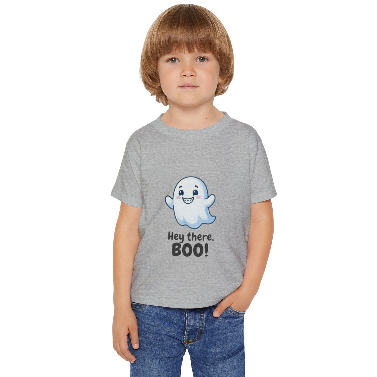 Hey There Boo Toddler Tee | Kawaii Ghost Halloween Kids Shirt