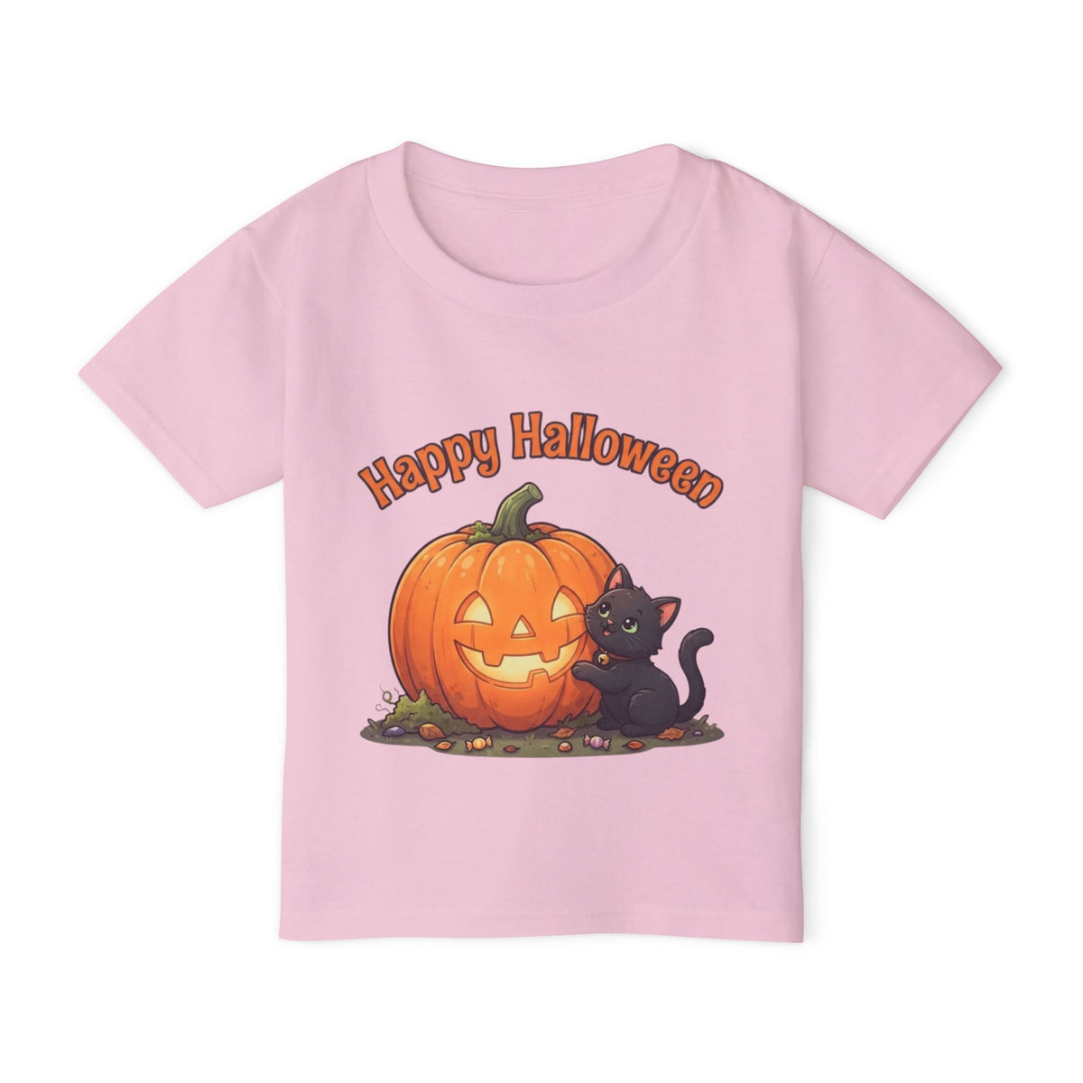 Purring Black Cat Halloween Toddler Tee | Retro Jack-O-Lantern Kids Shirt