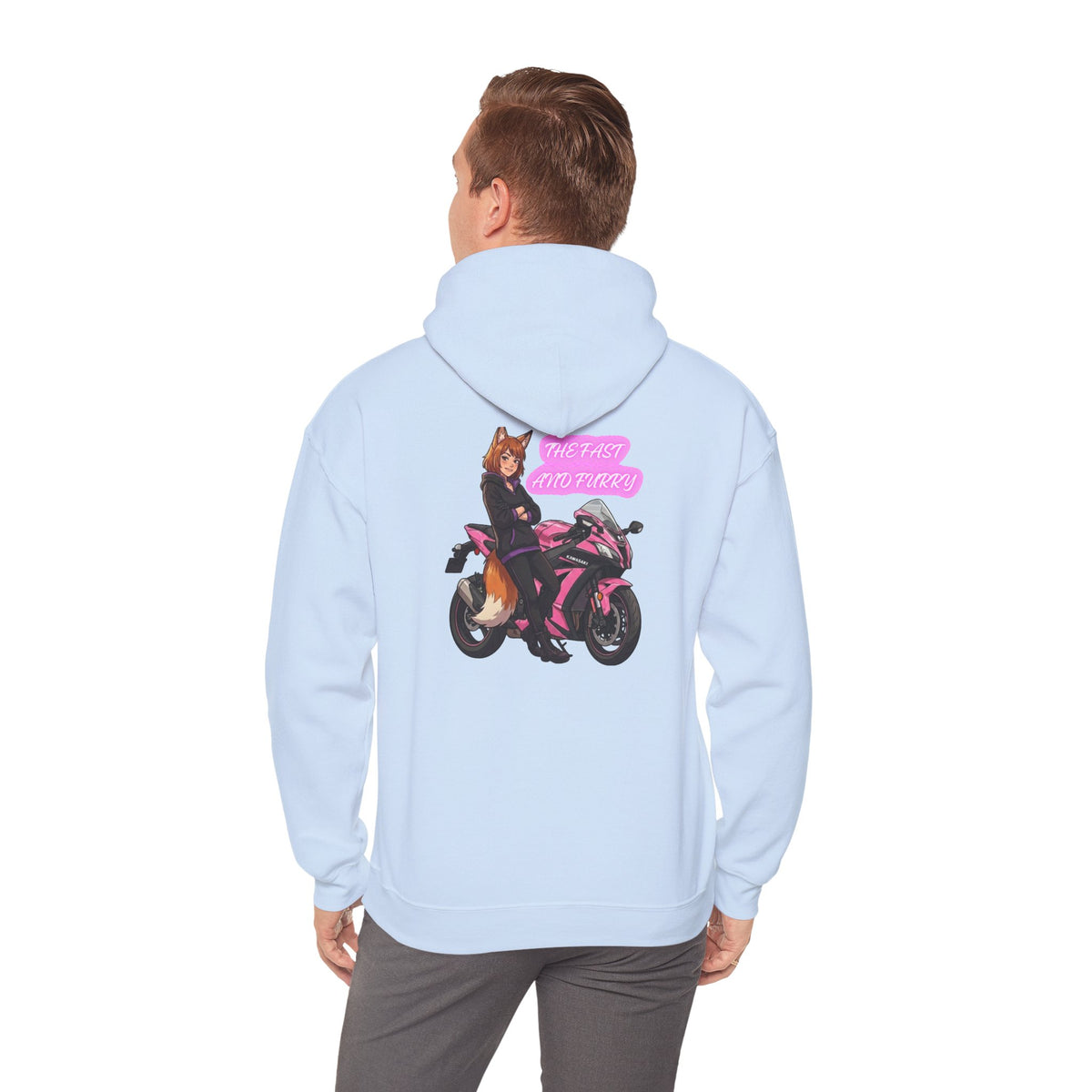 Girl Biker on Pink Sportbike Hoodie | Retro Anime Motorcycle Design