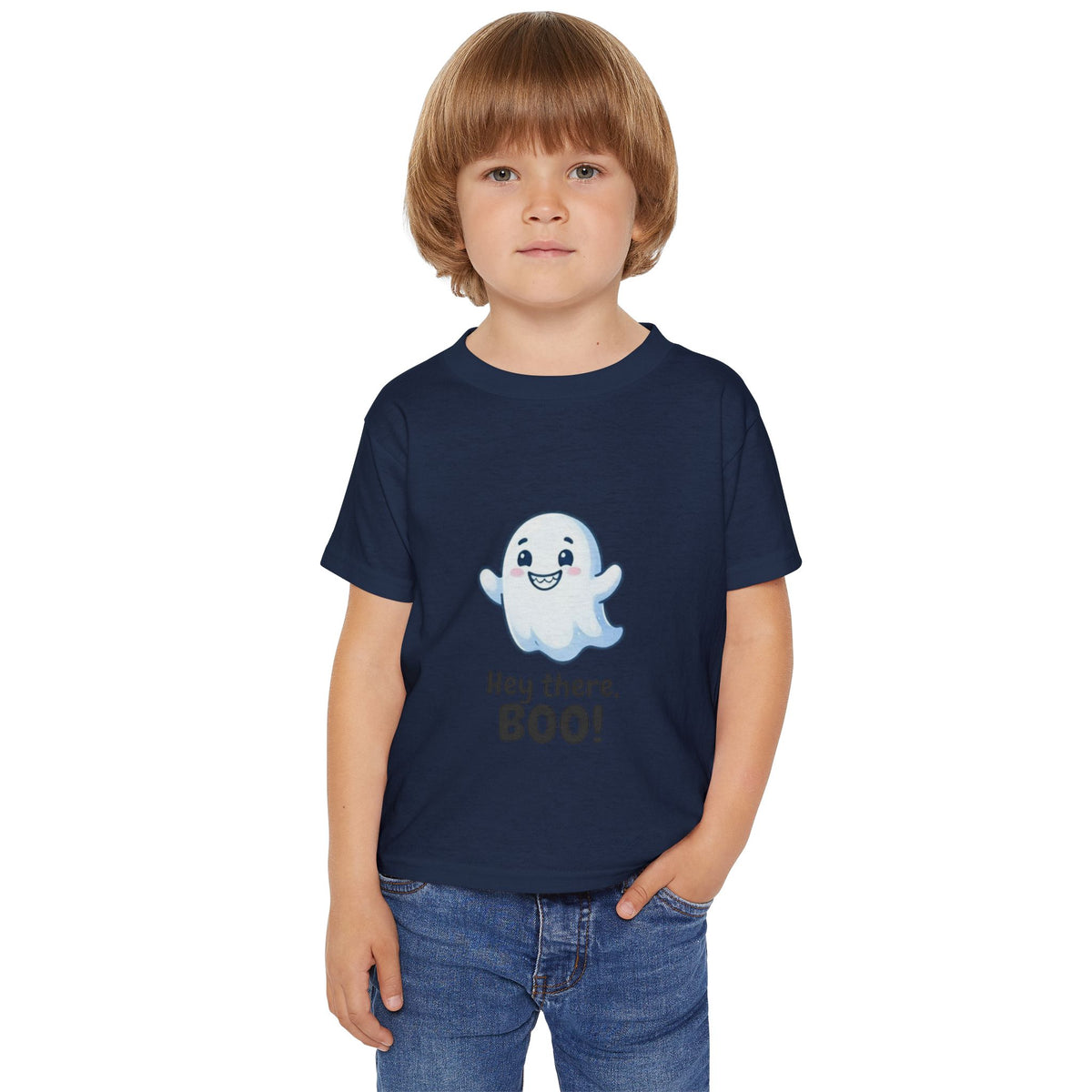 Hey There Boo Toddler Tee | Kawaii Ghost Halloween Kids Shirt