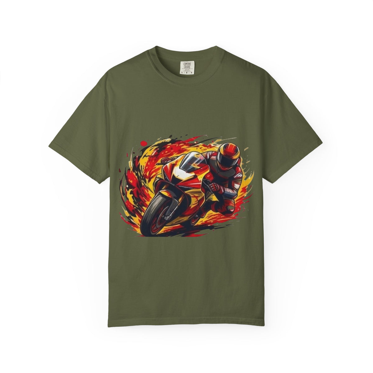 Flaming Sportbike Rider T-shirt | Motorcycle Racing Tee