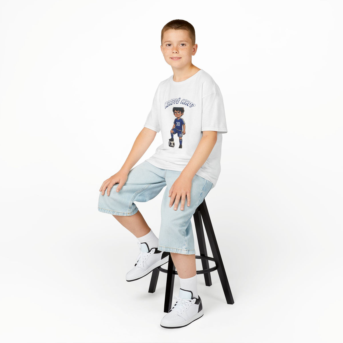 Mbappe Youth Soccer T-Shirt, Kids Football Graphic Tee, Kylian Mbappe Fan Gift, Cool Sports Shirt for Boys and Girls