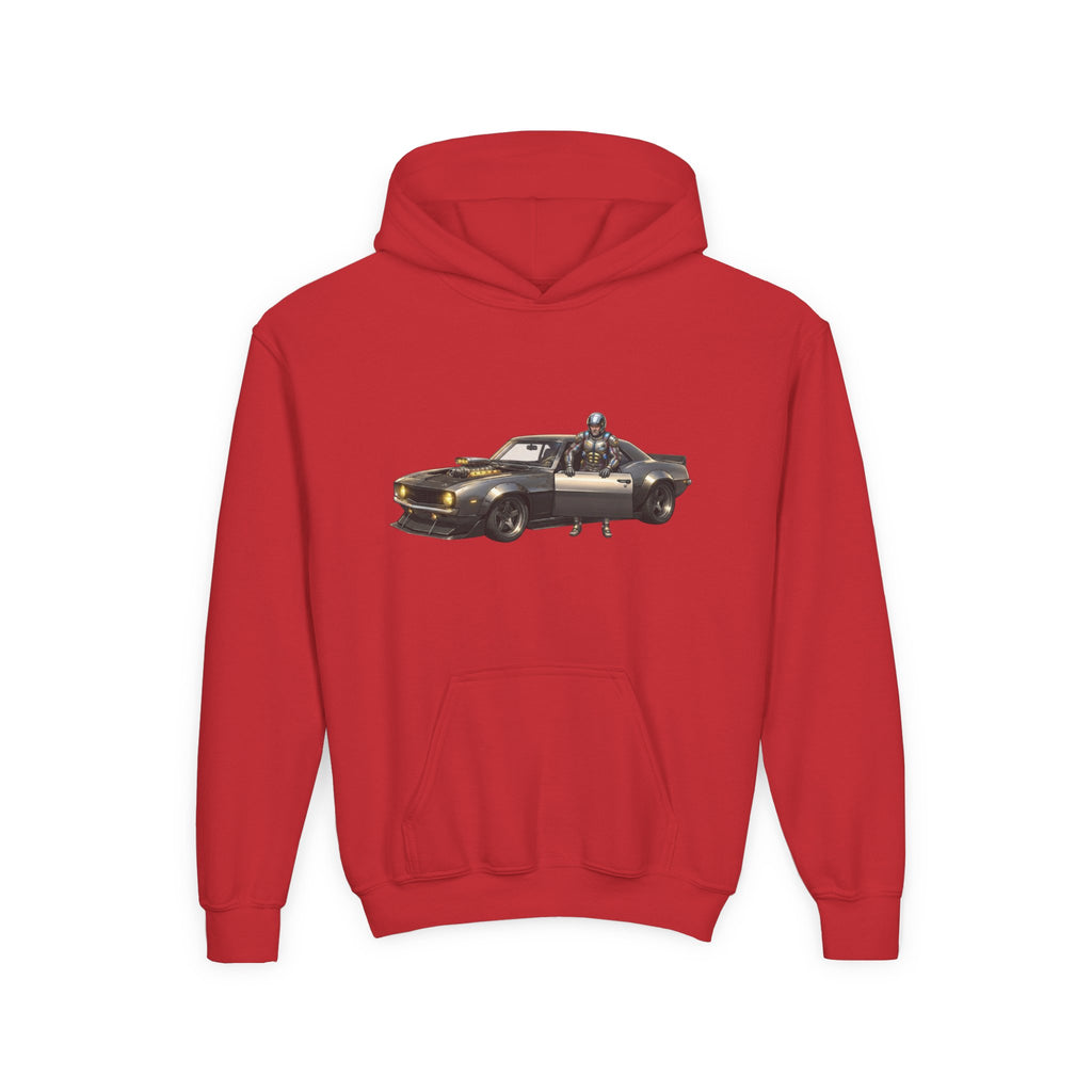 Kids Titan Hoodie, Iron Stone Muscle Car Kids Sweatshirt, Youth Challenger Driver Retro Anime Graphic Pullover