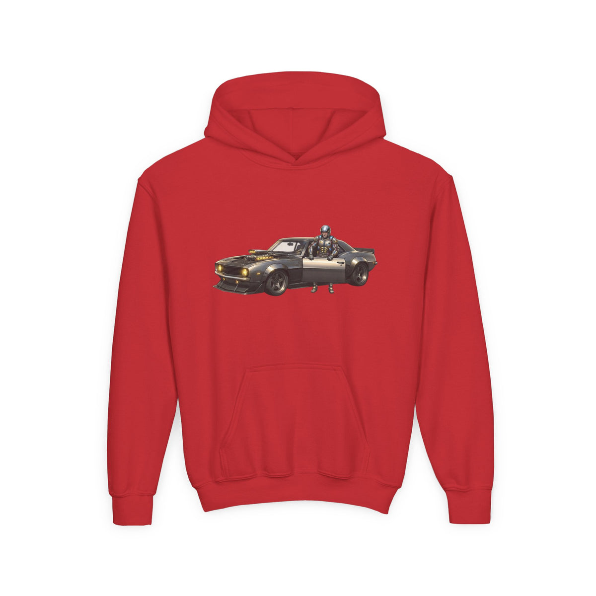 Kids Titan Hoodie, Iron Stone Muscle Car Kids Sweatshirt, Youth Challenger Driver Retro Anime Graphic Pullover