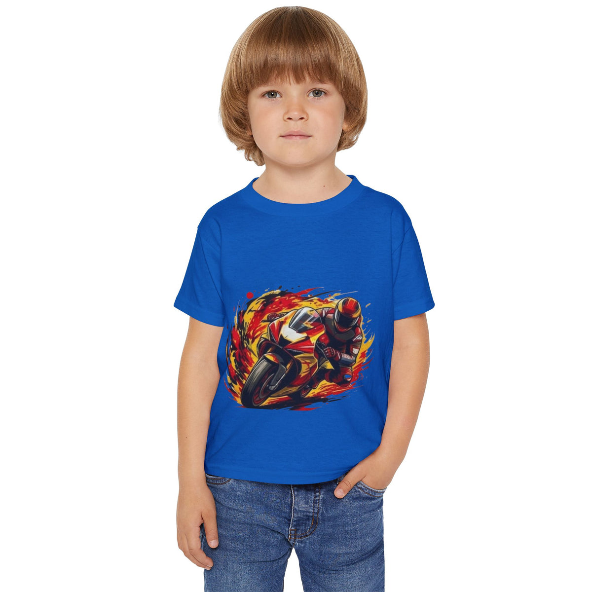 Flaming Sportbike Racing Graphic Toddler T-shirt | Motorcycle Kids Tee